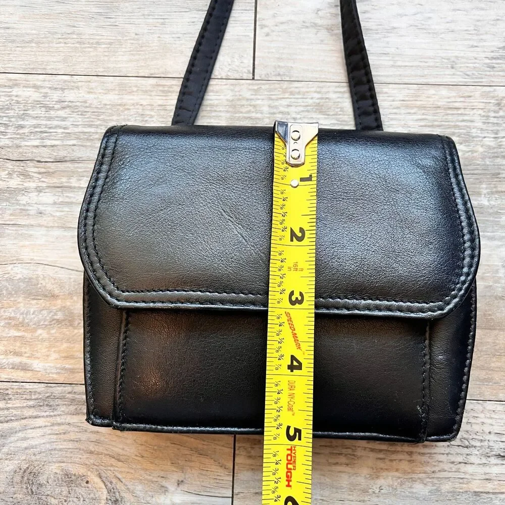 Sonoma Jean Co Black Leather Mini Crossbody Bag Minimalist Y2K Cute Grunge